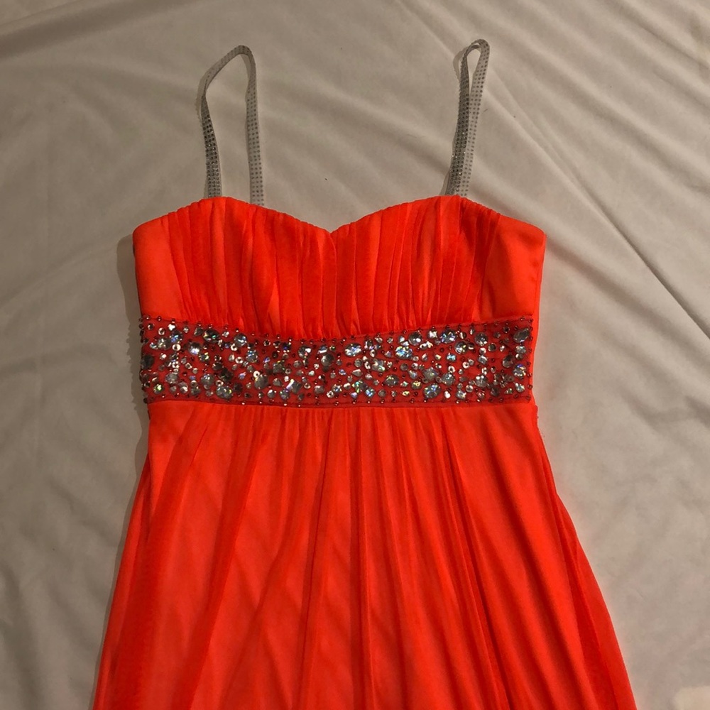 Neon orange long dress